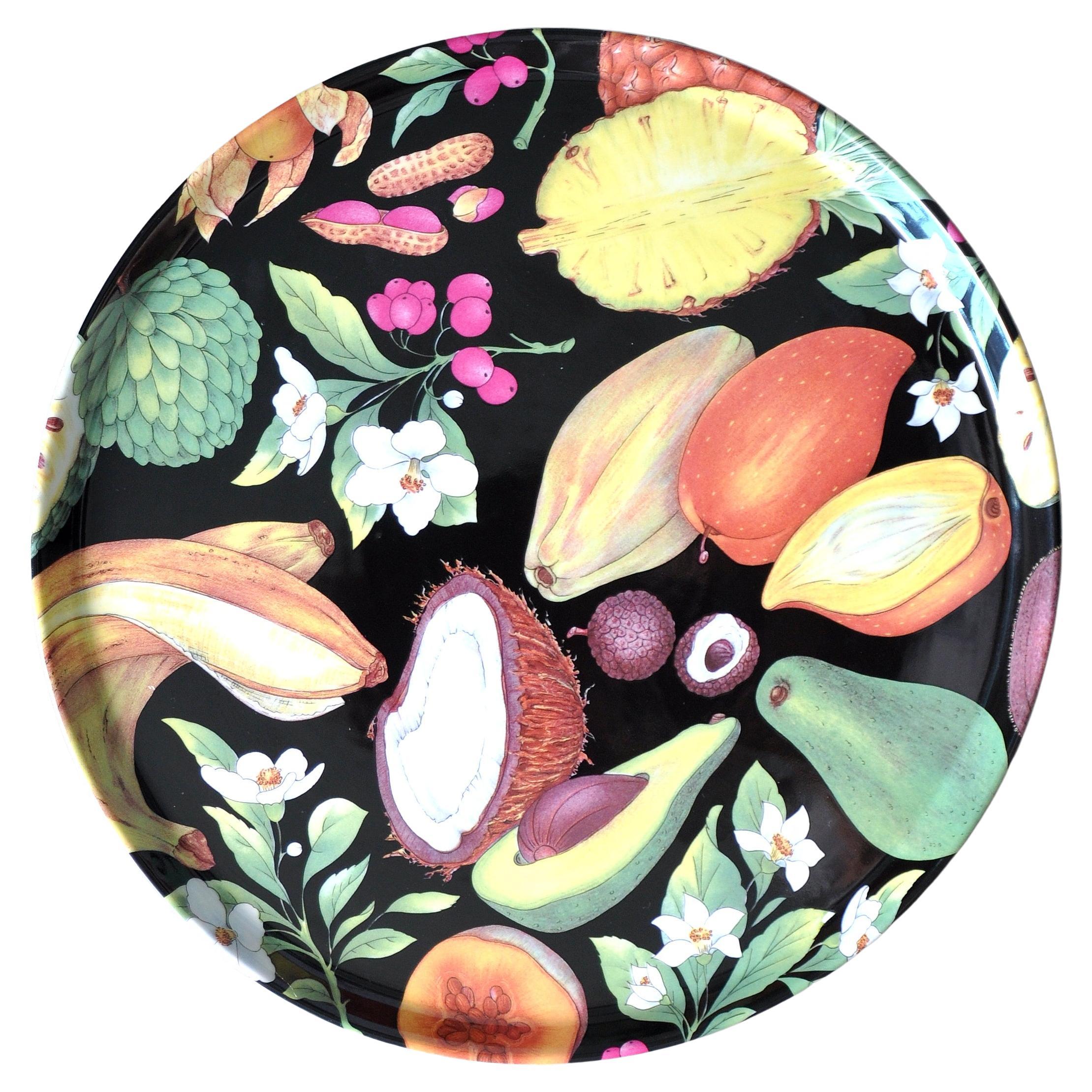 French Tropical Fruits Porcelain Tray by Philippe Deshoulieres for Limoges For Sale