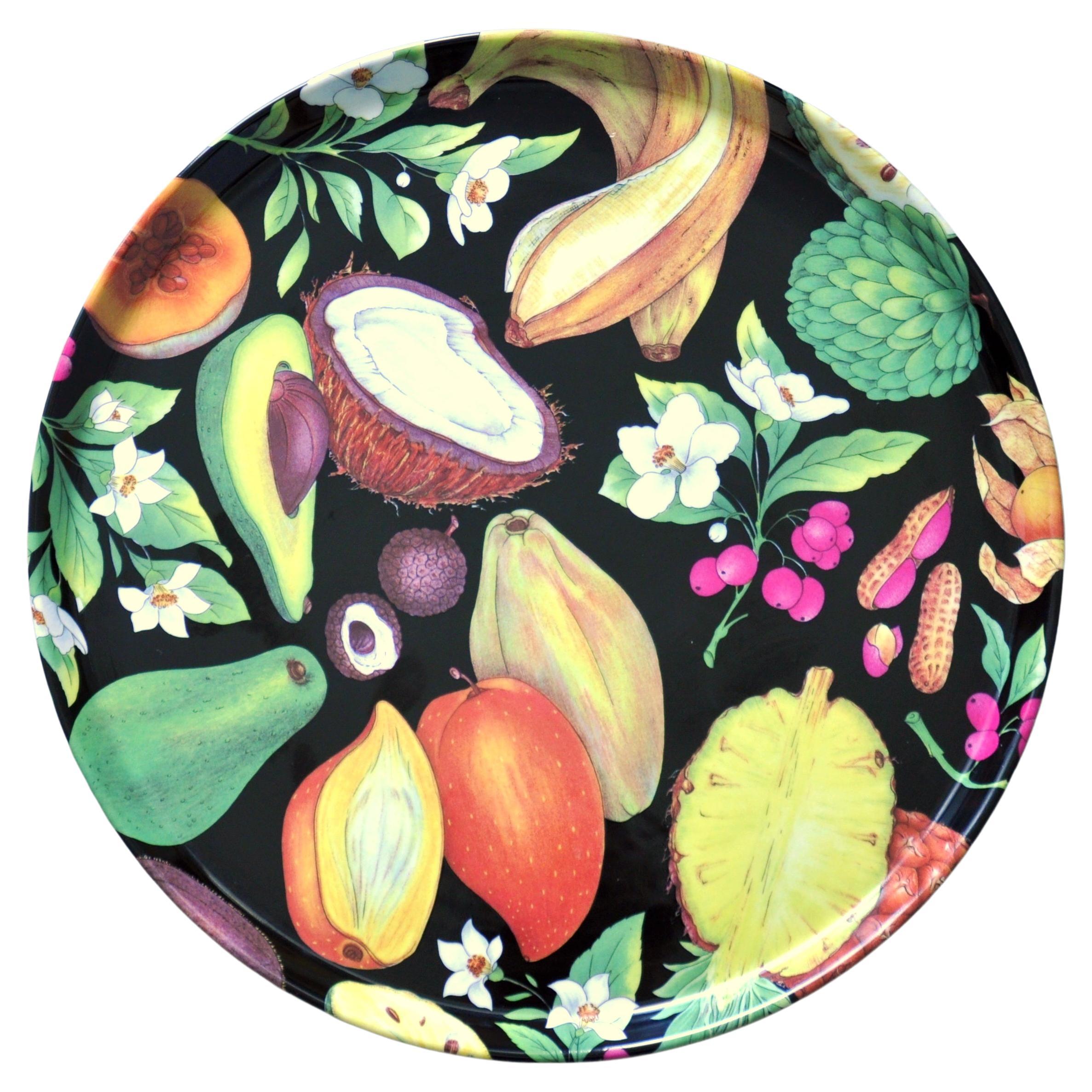 Tropical Fruits Porcelain Tray by Philippe Deshoulieres for Limoges For Sale