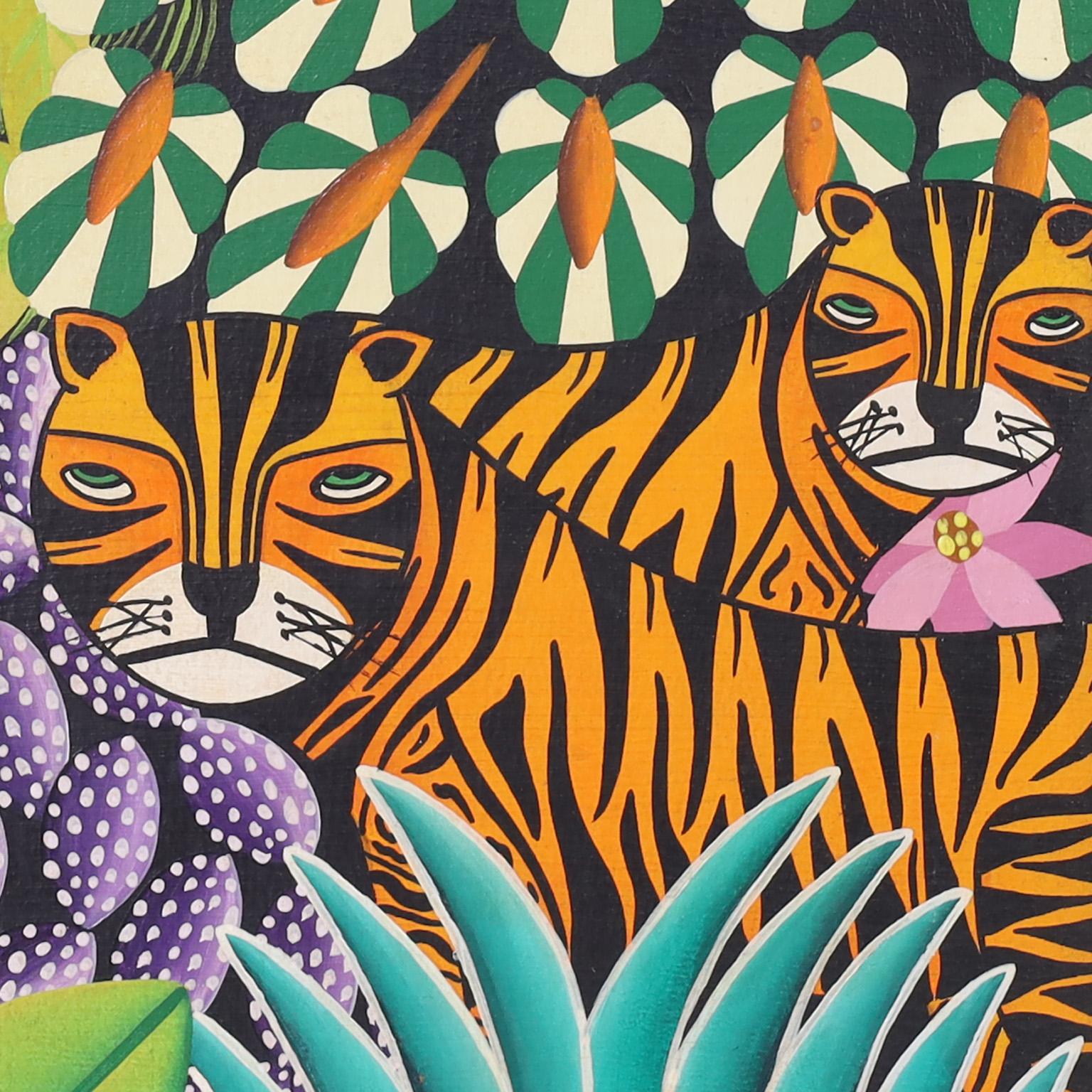 20ième siècle Peinture tropicale haïtienne de Jungle par Daniel Souvenir