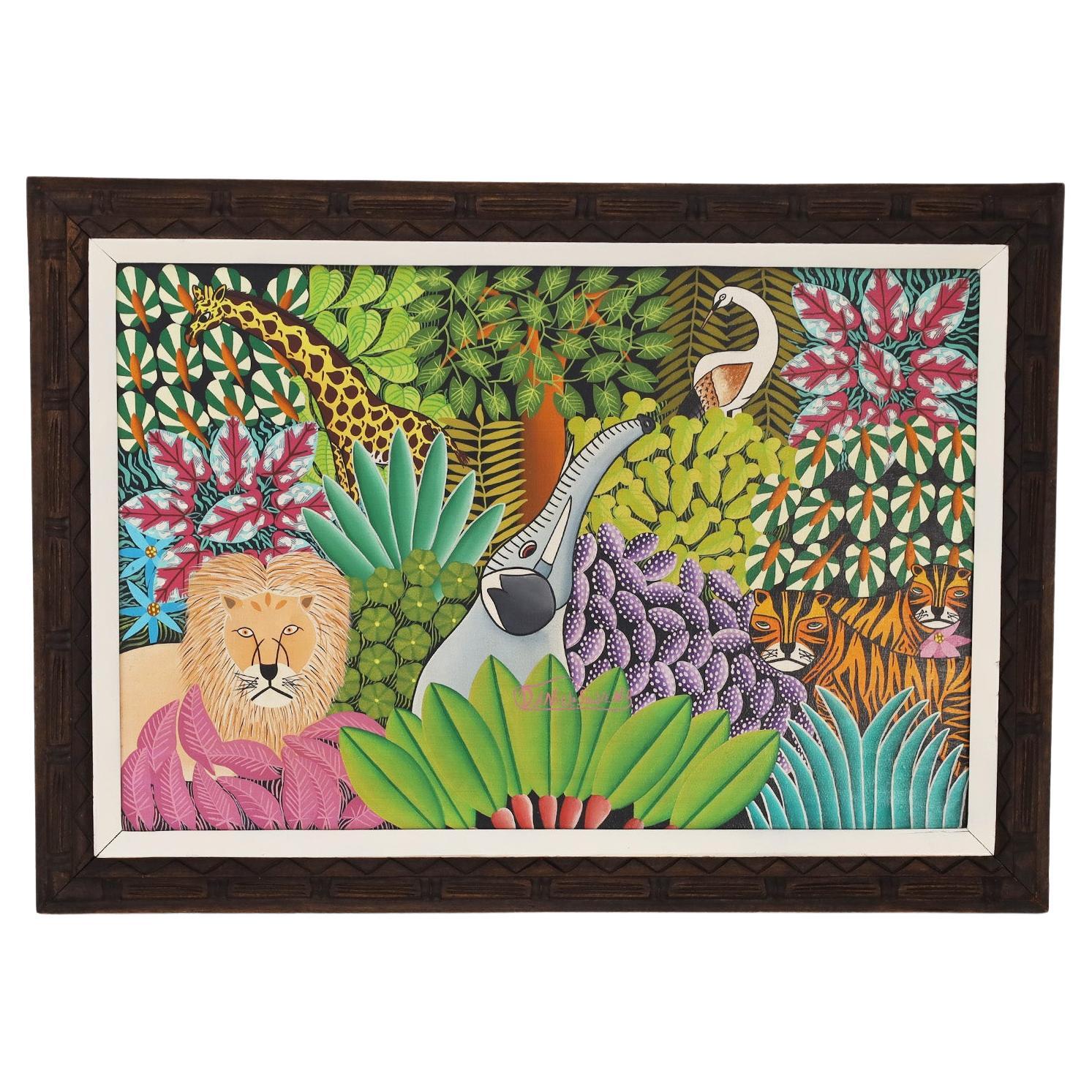 Peinture tropicale haïtienne de Jungle par Daniel Souvenir