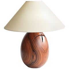 Tropical Hardwood Lamp and White Linen Shade, Medium, Árbol Collection, 24