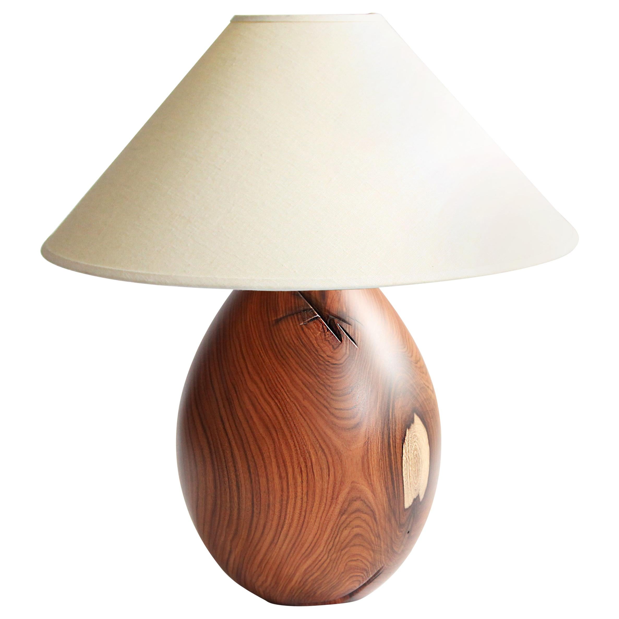 Tropical Hardwood Lamp and White Linen Shade, Medium, Árbol Collection, 27