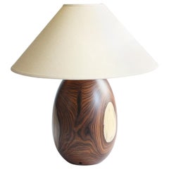 Tropical Hardwood Lamp and White Linen Shade, Medium, Árbol Collection, 28
