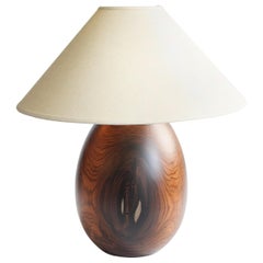 Tropical Hardwood Lamp and White Linen Shade, Medium, Árbol Collection, 29
