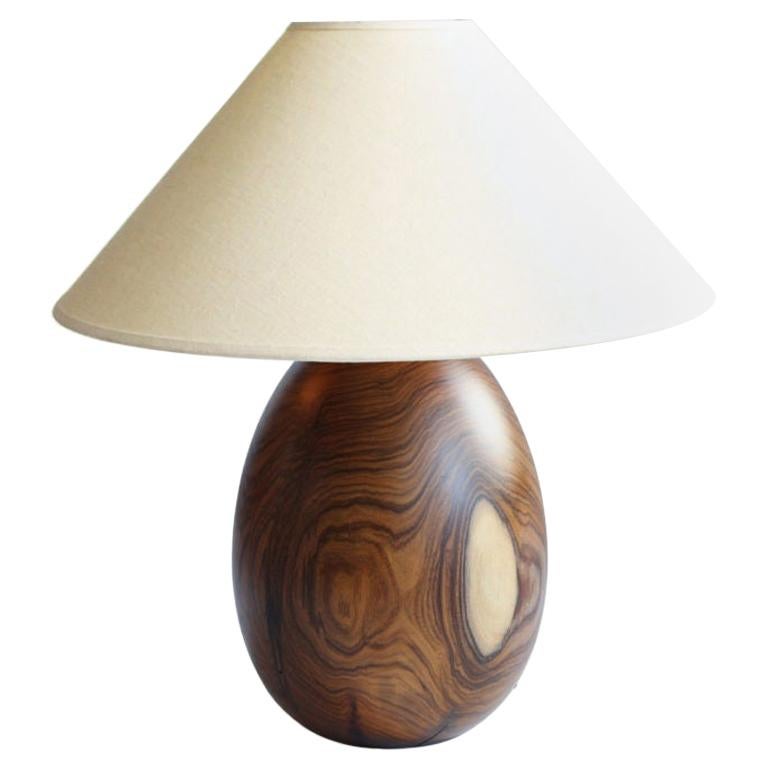 Tropical Hardwood Lamp and White Linen Shade, Medium, Árbol Collection, 33 For Sale