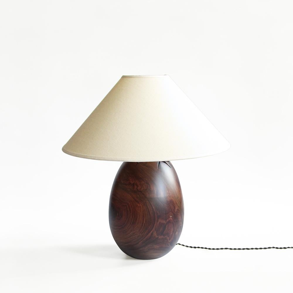 Modern Tropical Hardwood Lamp and White Linen Shade, Medium, Árbol Collection, 37