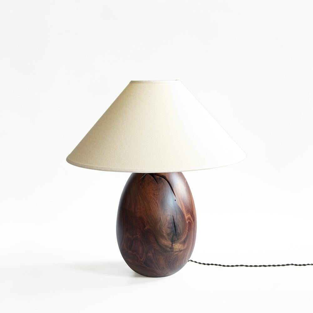 Bolivian Tropical Hardwood Lamp and White Linen Shade, Medium, Árbol Collection, 37