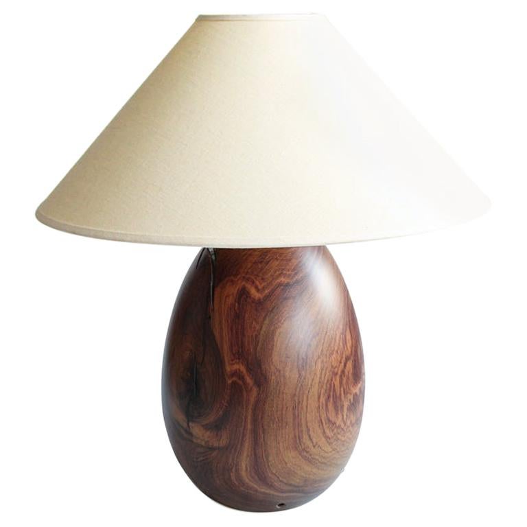 Tropical Hardwood Lamp and White Linen Shade, Medium, Árbol Collection, 37