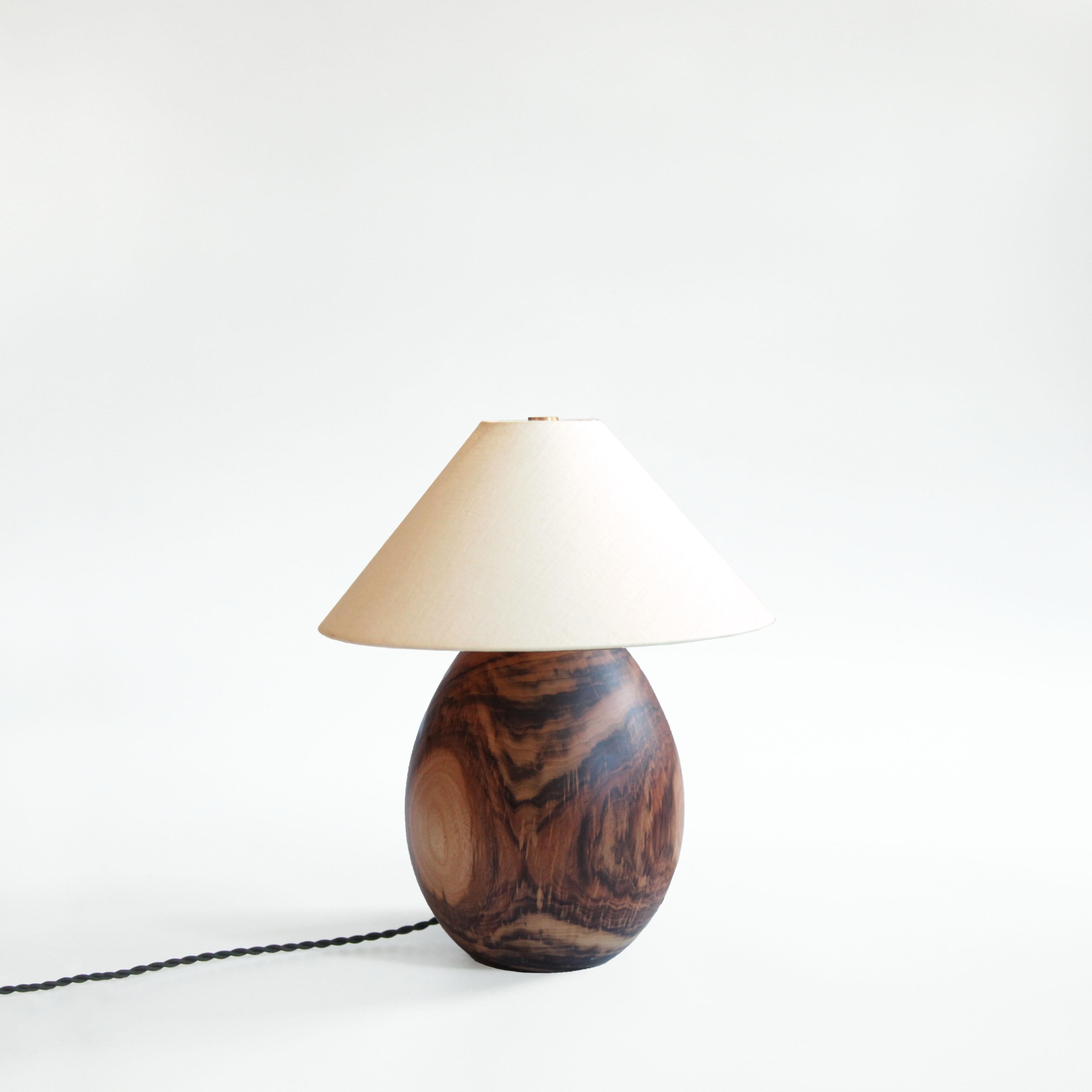 Mid-Century Modern Tropical Hardwood Lamp and White Linen Shade, Small, Árbol Collection, 19