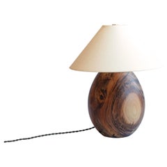 Tropical Hardwood Lamp and White Linen Shade, Small, Árbol Collection, 19