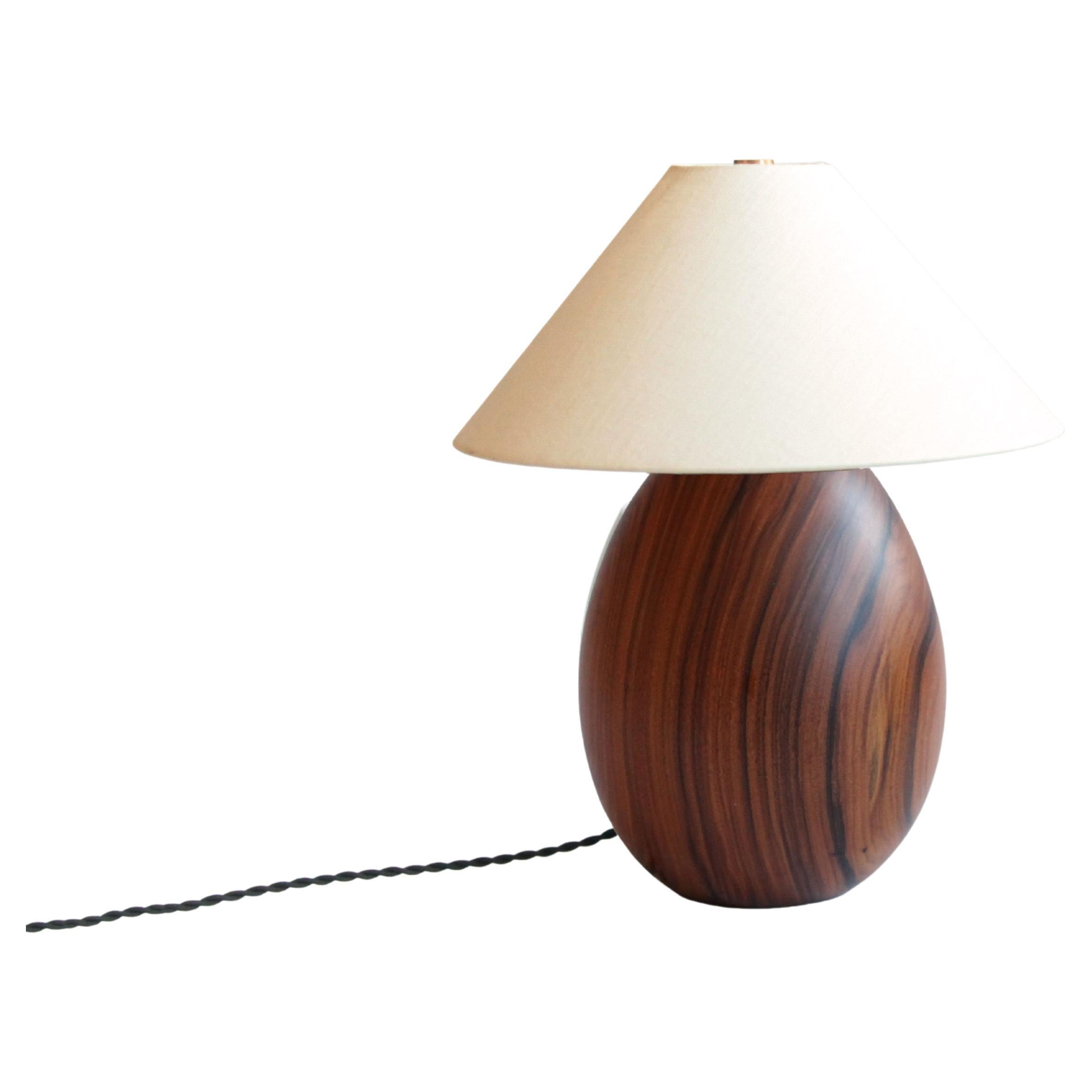 Tropical Hardwood Lamp and White Linen Shade, Small, Árbol Collection