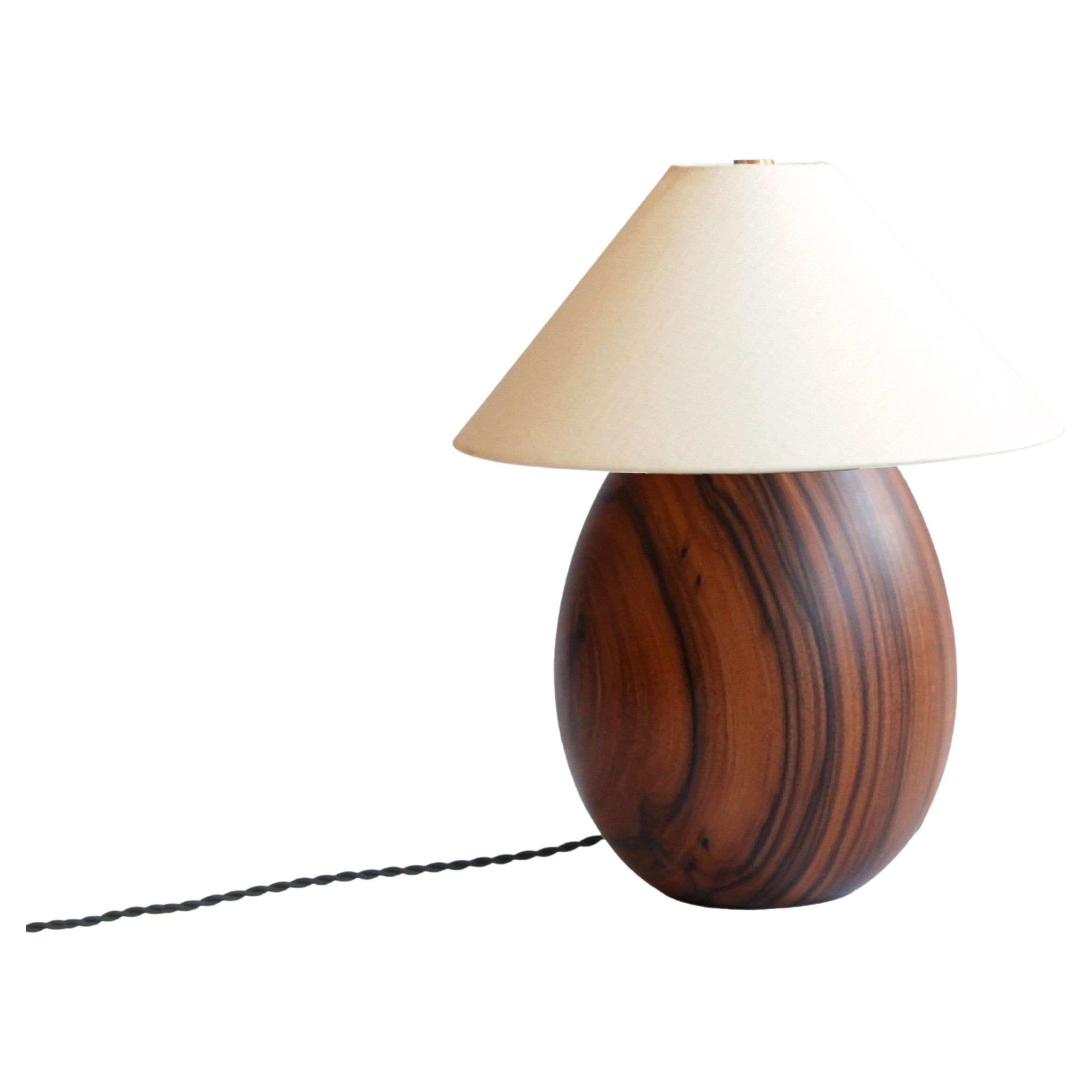 Tropical Hardwood Lamp and White Linen Shade, Small, Árbol Collection, 25