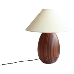 Lampe en bois dur tropical et abat-jour en lin blanc, petit modèle, collection Árbol, 27