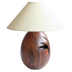 Tropische Lampe aus Hartholz und weißem Leinenschirm, Small Medium, Kollektion rbol, 29