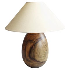 Tropical Hardwood Lamp + White Linen Shade, Medium Large, Árbol Collection, 40