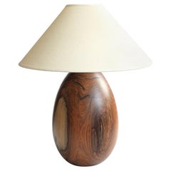 Lampe aus tropischem Hartholz + weißer Leinenschirm, mittelgroß, Kollektion Árbol, 41