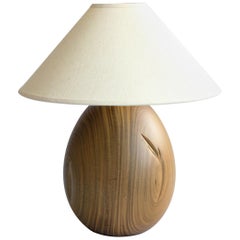 Tropical Hardwood Lamp and White Linen Shade, Small Medium, Árbol Collection, 21