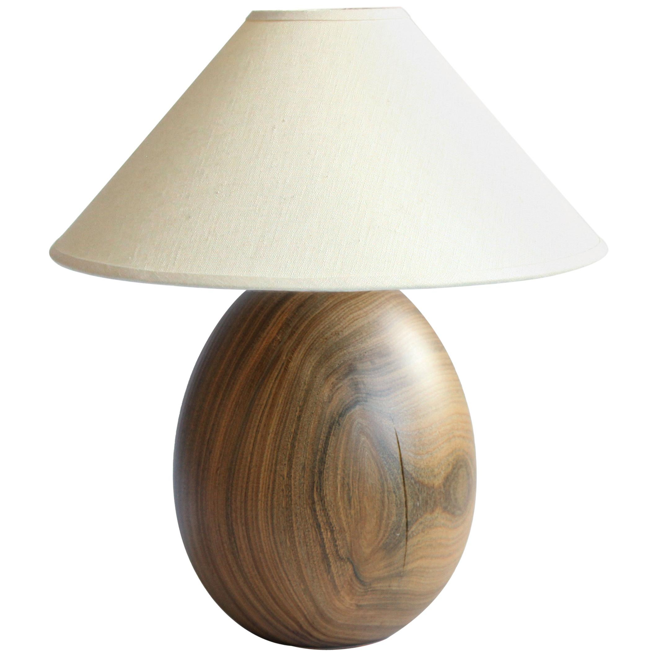 Tropical Hardwood Lamp with White Linen Shade Small Medium, Árbol Collection, 22