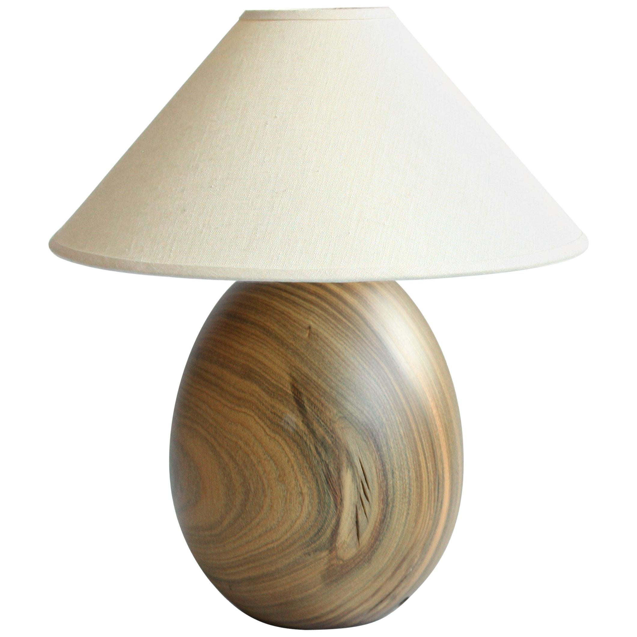 Tropical Hardwood Lamp and White Linen Shade, Small Medium, Árbol Collection, 23