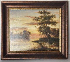 Tropical Highwaymen Landscape oil n Canvas Painting Signed Valdivia