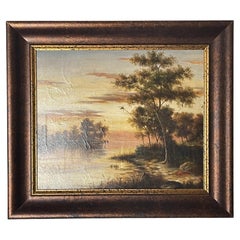 Tropical Highwaymen Landscape oil n Canvas Painting Signed Valdivia
