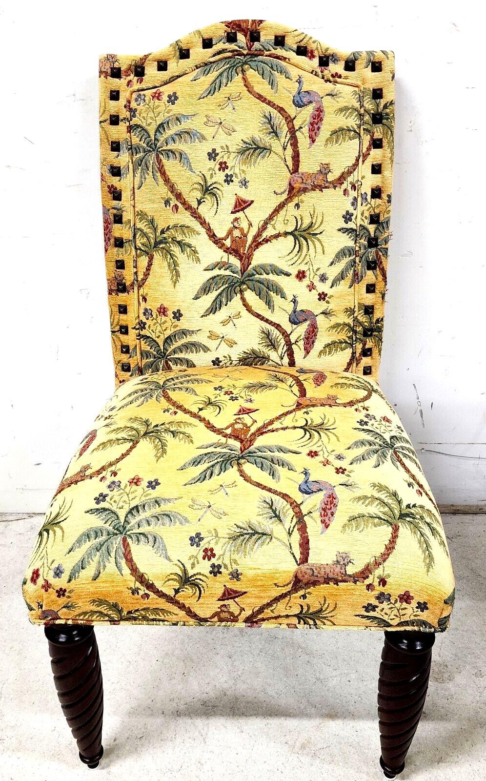 For FULL item description click on CONTINUE READING at the bottom of this page.

Offering One Of Our Recent Palm Beach Estate Fine Furniture Acquisitions Of A 
Set of 8 Tropical Jungle Style Dining Chairs with Monkeys, Leopards, Peacocks,