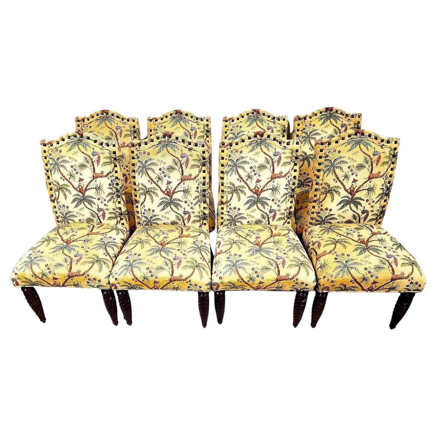 Tropical Jungle Dining Chairs Set of 8 For Sale