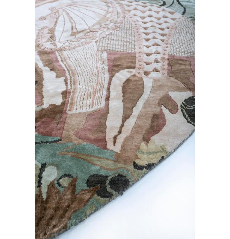 Modern Tropical Lagoon Surf Green & Surf Green 240x360 cm Hand Knotted Rug For Sale