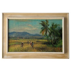 Retro Tropical Landscape - Oil on panel