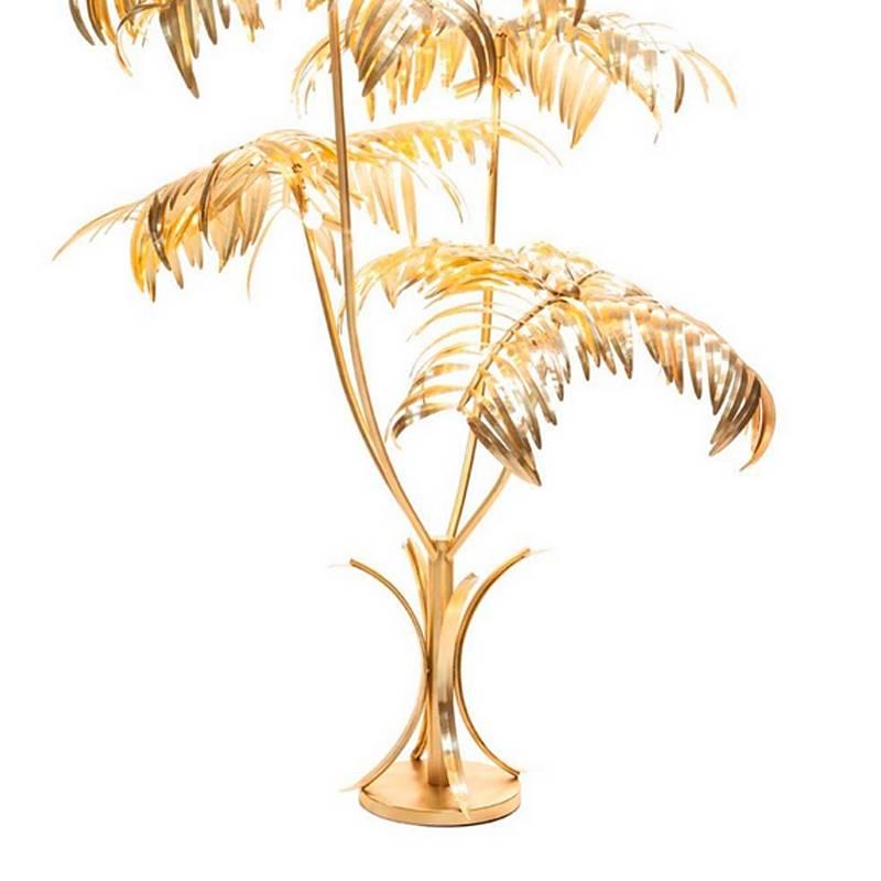 italien Lampadaire  feuilles tropicales en mtal dor fait  la main