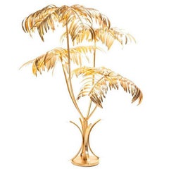 Tropical Leaves Floor Lamp in Gold Metal Handmade at 1stDibs | tropical  floor lamps, gold palm leaf lamp, gold leaf floor lamp