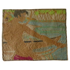 Tropisches modernes Aquarell/Handgefertigtes Papier „Hauling in the Net“ Tahiti 1950er Jahre