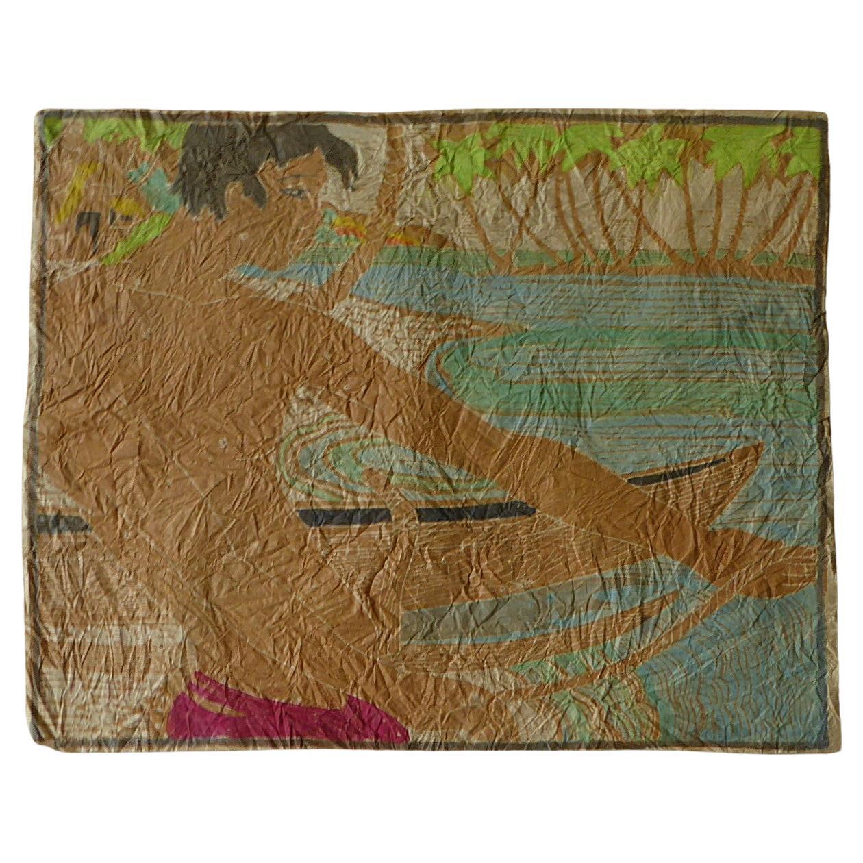 Tropisches modernes Aquarell/Handgefertigtes Papier „Hauling in the Net“ Tahiti 1950er Jahre (Polynesisch) im Angebot