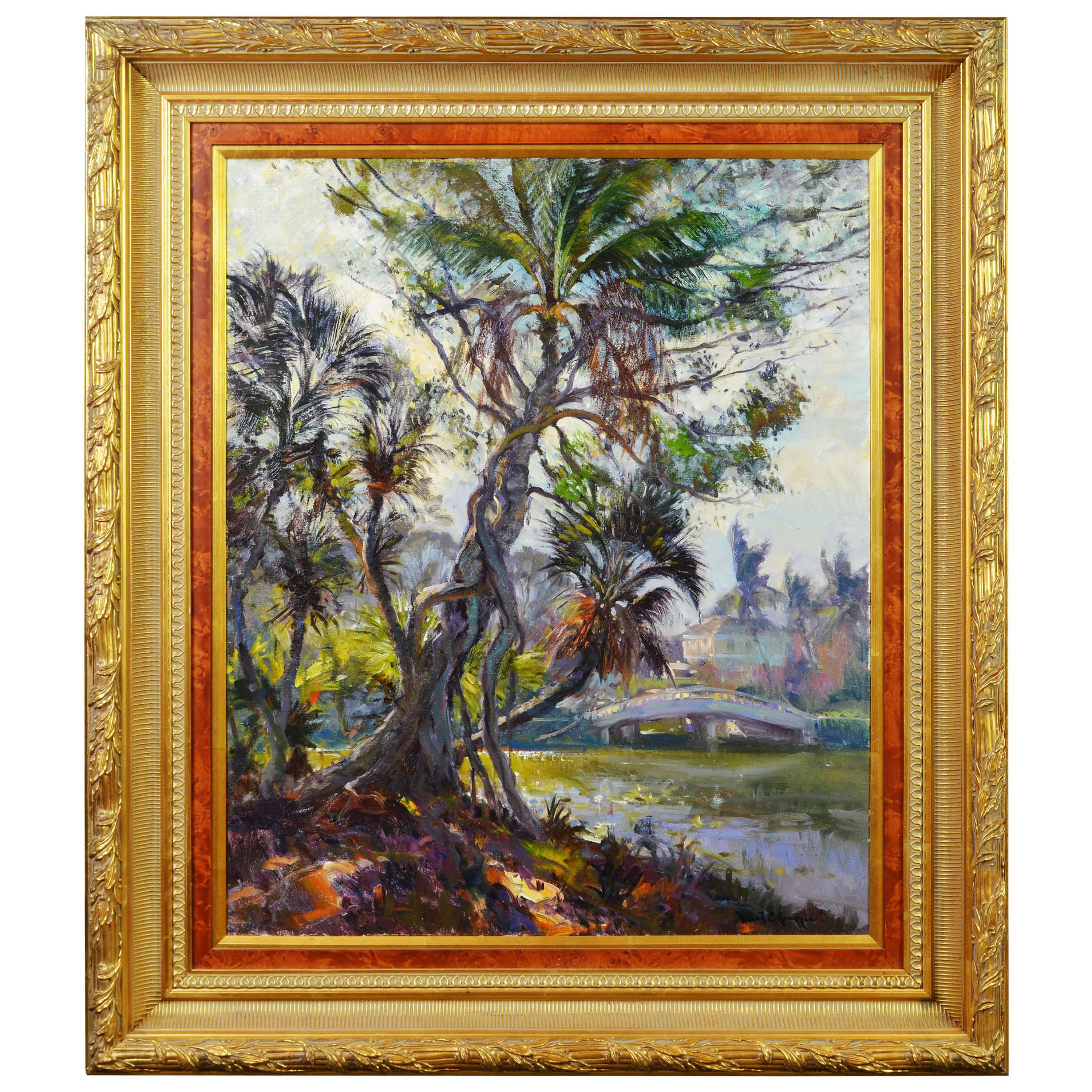 'Tropical Naples View' Original Largew Florida Oil Painting by Robert C. Gruppe