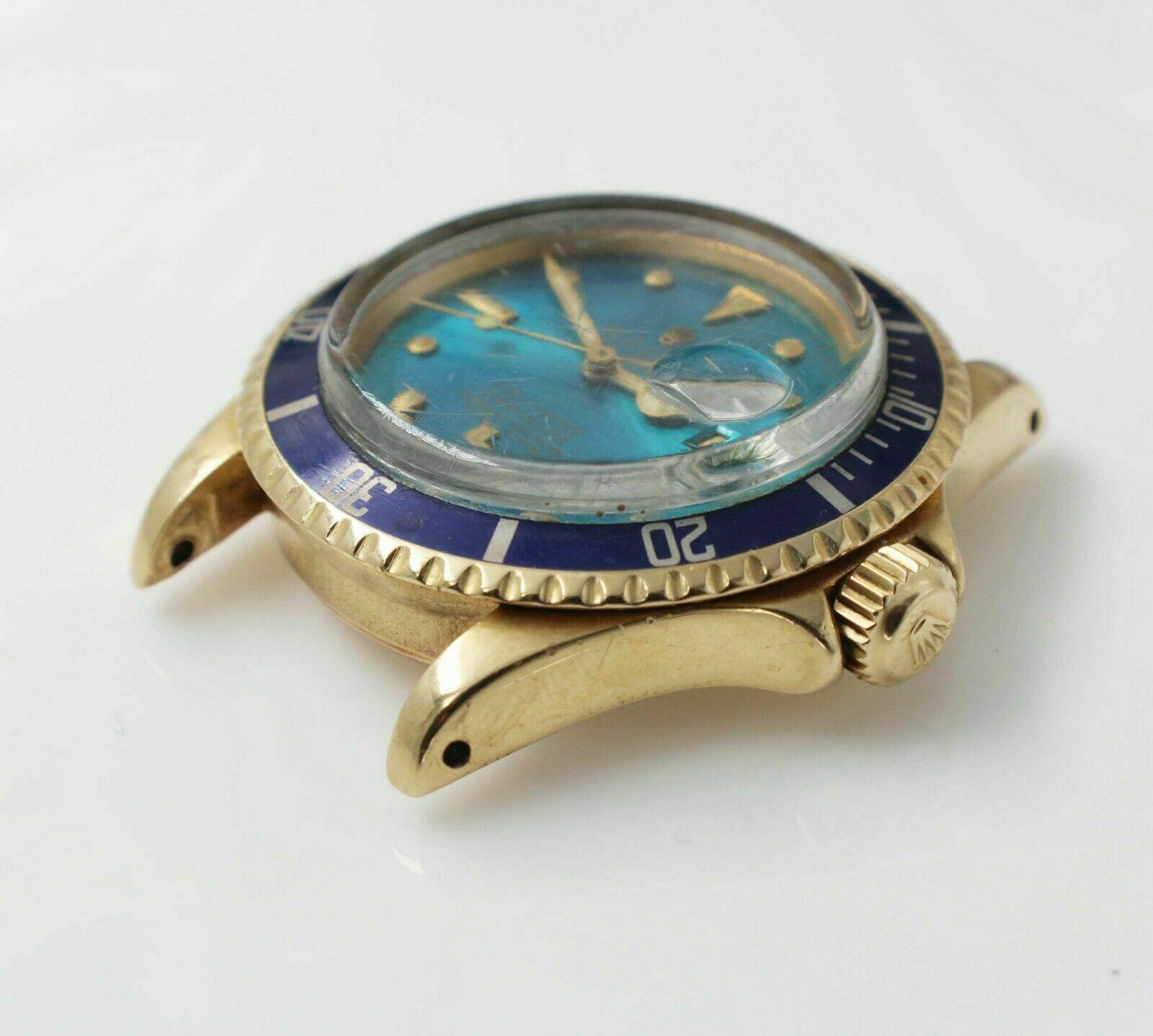 Cadran Téton Tropical Vintage Rolex Submariner 1680 Bleu Or 18 Karat Rare 6