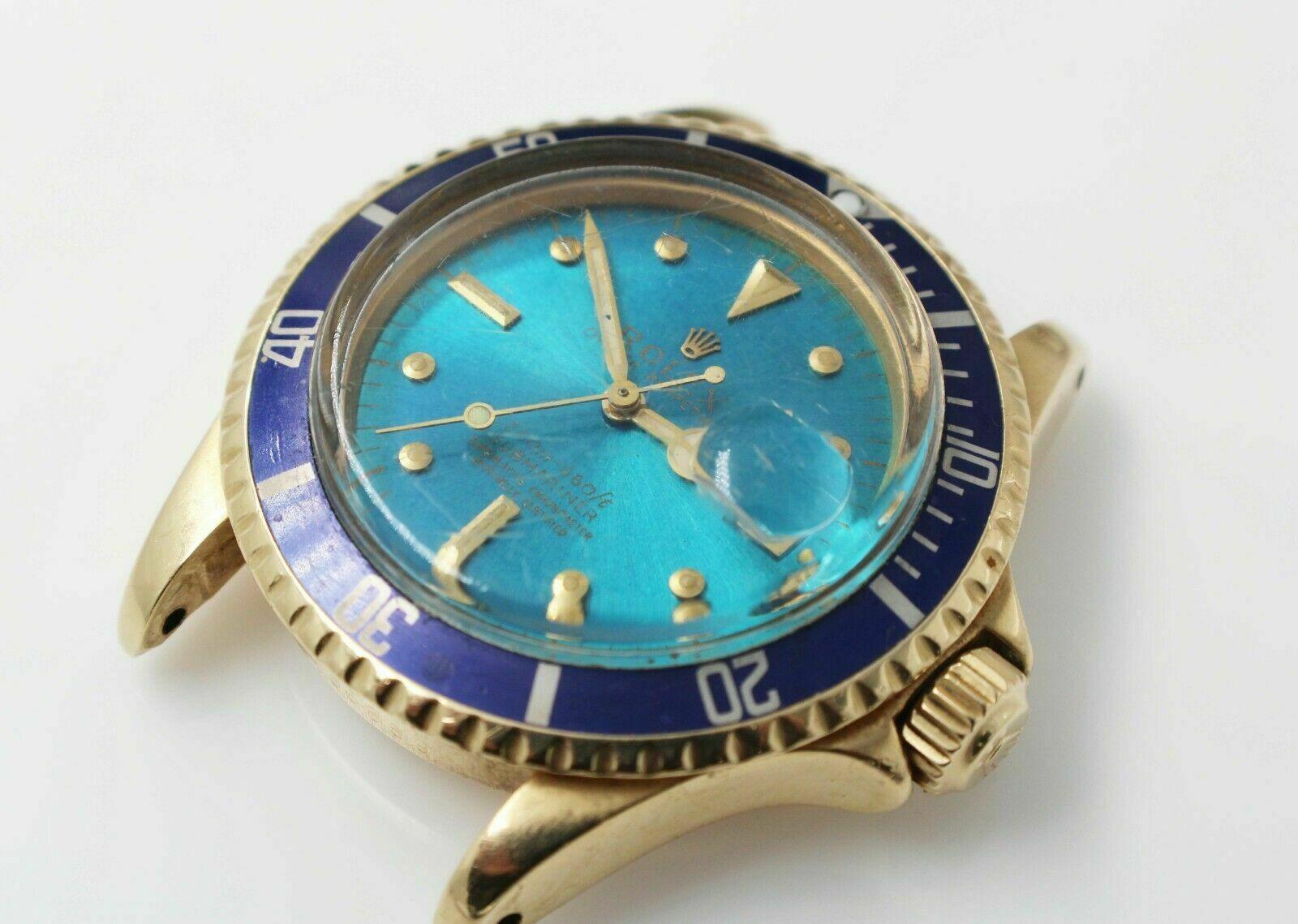 Cadran Téton Tropical Vintage Rolex Submariner 1680 Bleu Or 18 Karat Rare 9