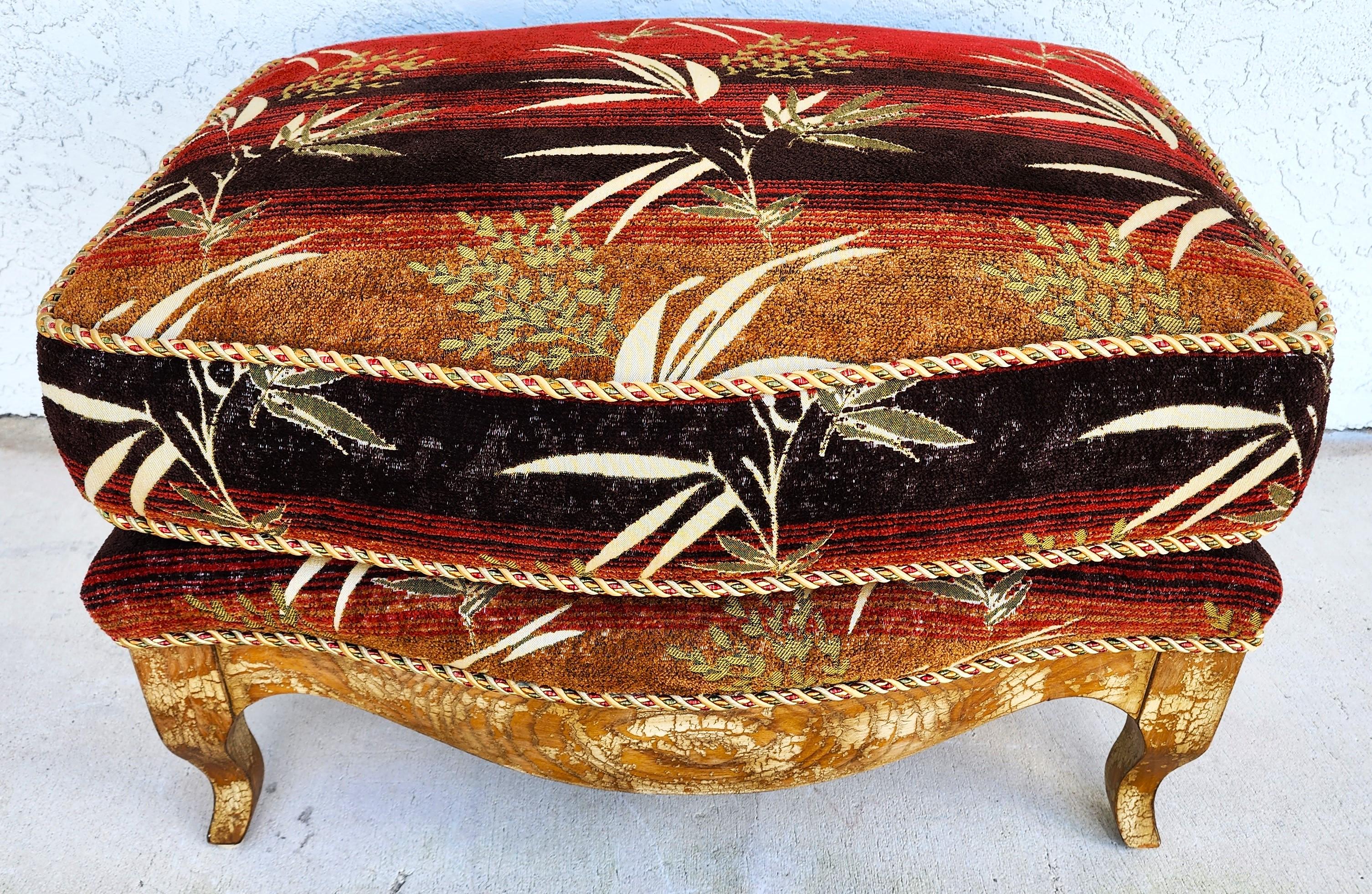 For FULL item description click on CONTINUE READING at the bottom of this page.

Offering One Of Our Recent Palm Beach Estate Fine Furniture Acquisitions Of A
Palm Beach Tropical Ottoman by SWAIM
Featuring heavy chenille cotton upholstery with