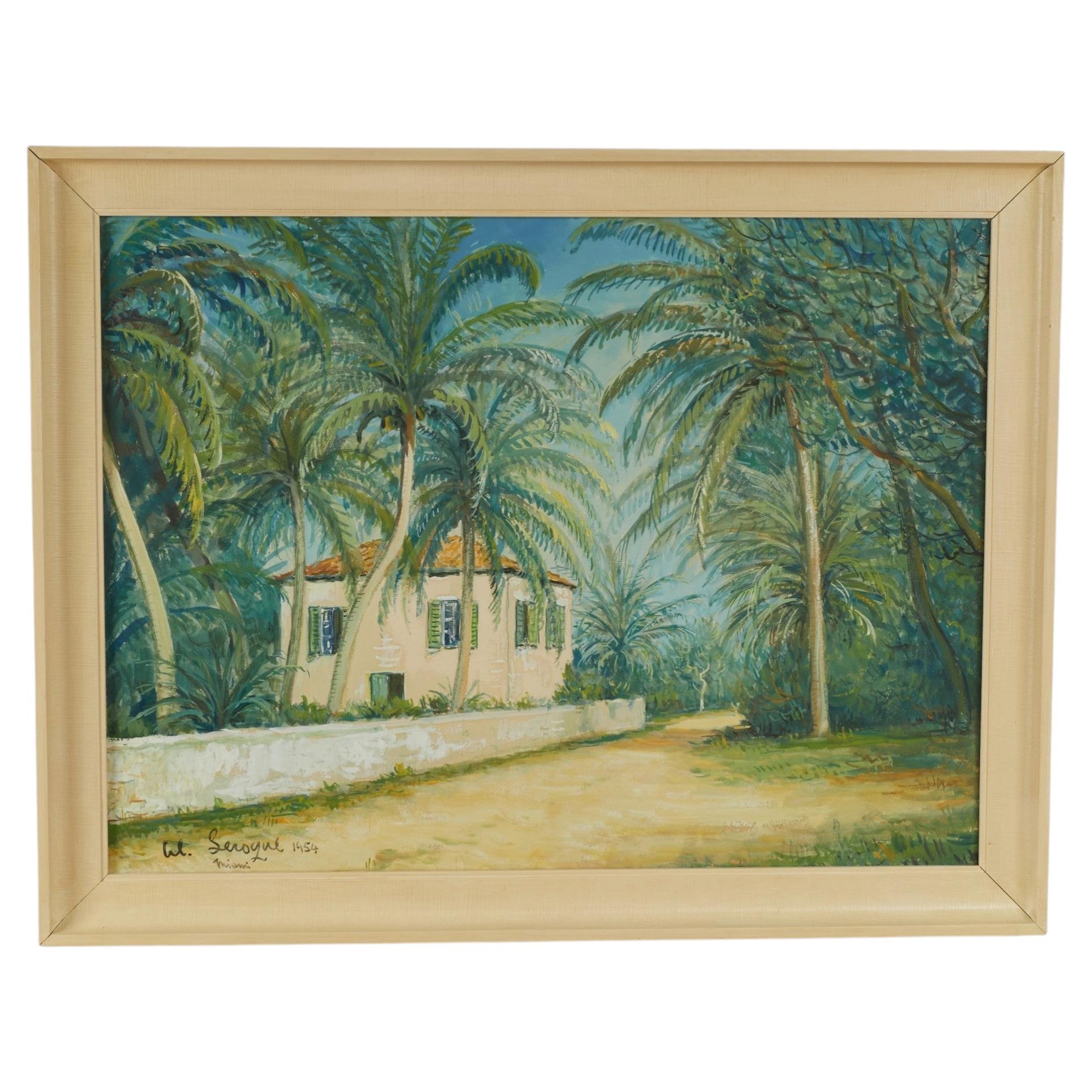Tropical Painting of a Miami Estate by Alois Lecoque