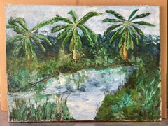 Peinture tropicale de palmiers