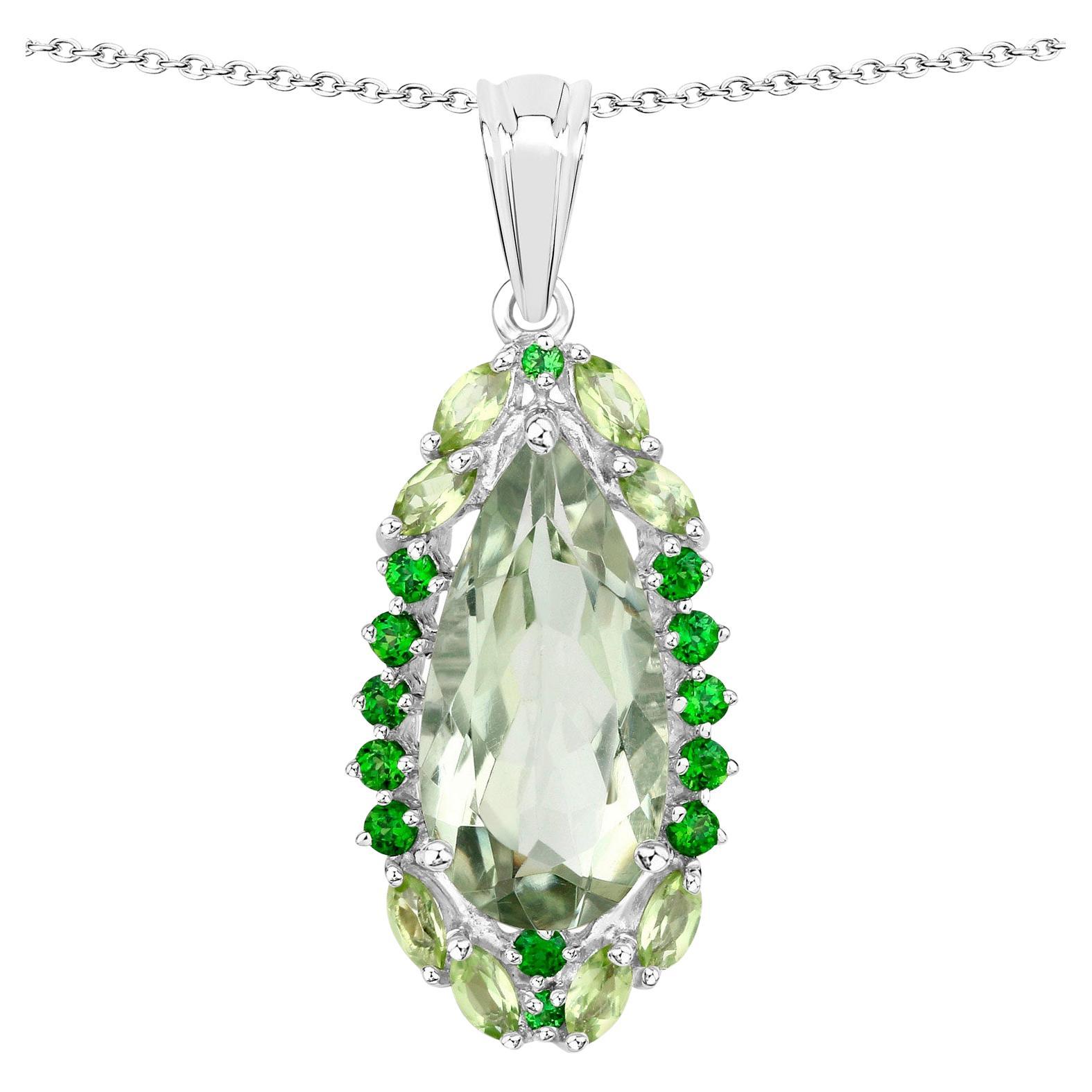 Collar Colgante Tropical Amatista Verde Peridoto Cromo Diópsido 5,53 Quilates en venta