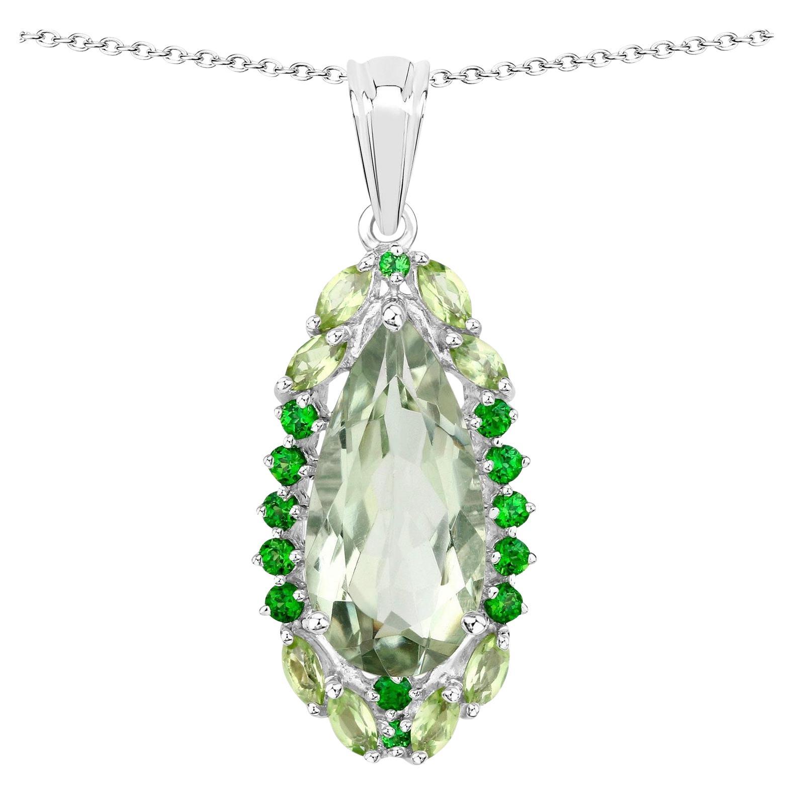 Collar Colgante Tropical Amatista Verde Peridoto Cromo Diópsido 5,53 Quilates