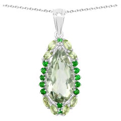 Tropischer Anhänger Halskette Grüner Amethyst Peridot Chrom Diopsid 5,53 Karat