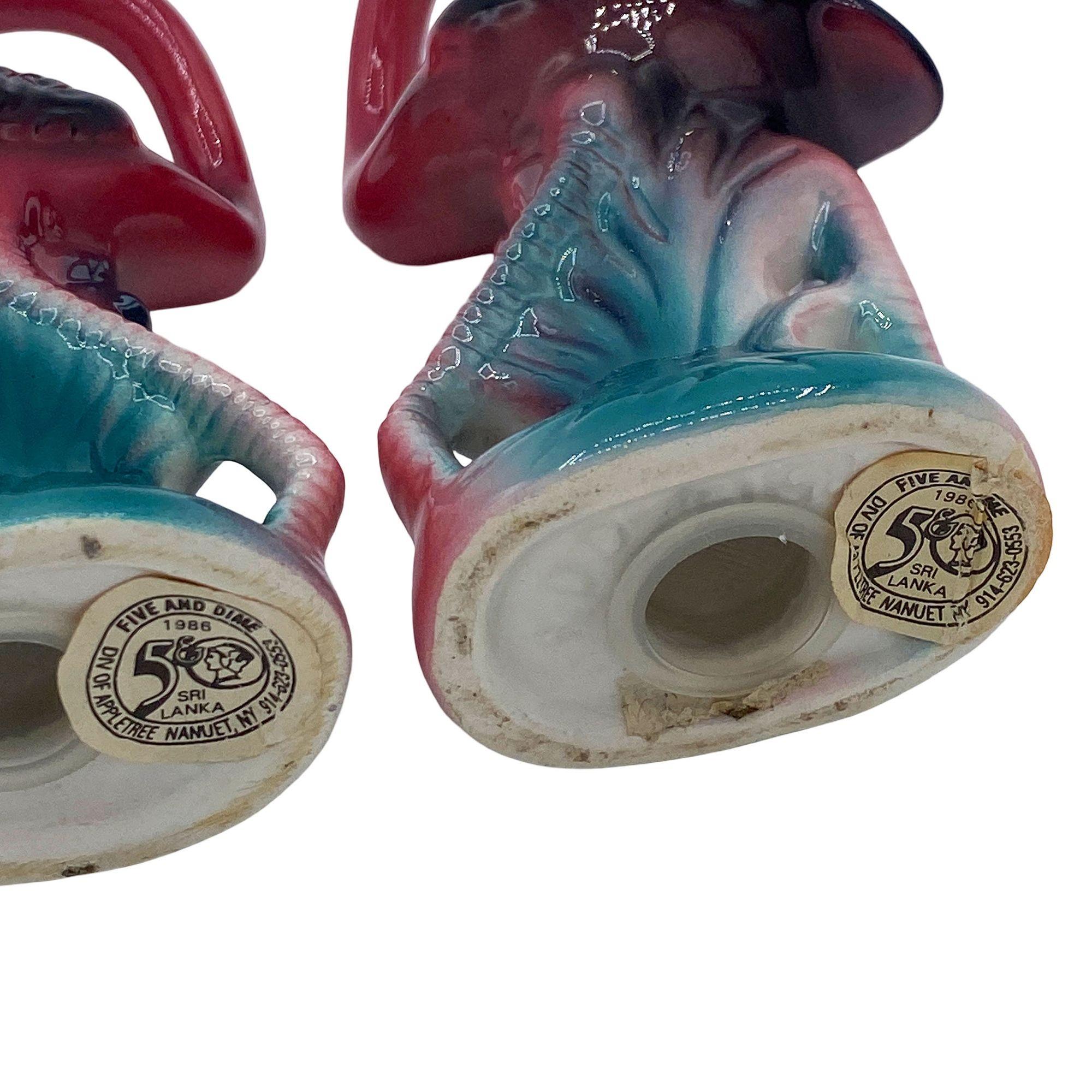 Tropical Pink Flamingo Ceramic Tabletop Salt & Pepper Shaker Set For Sale 5