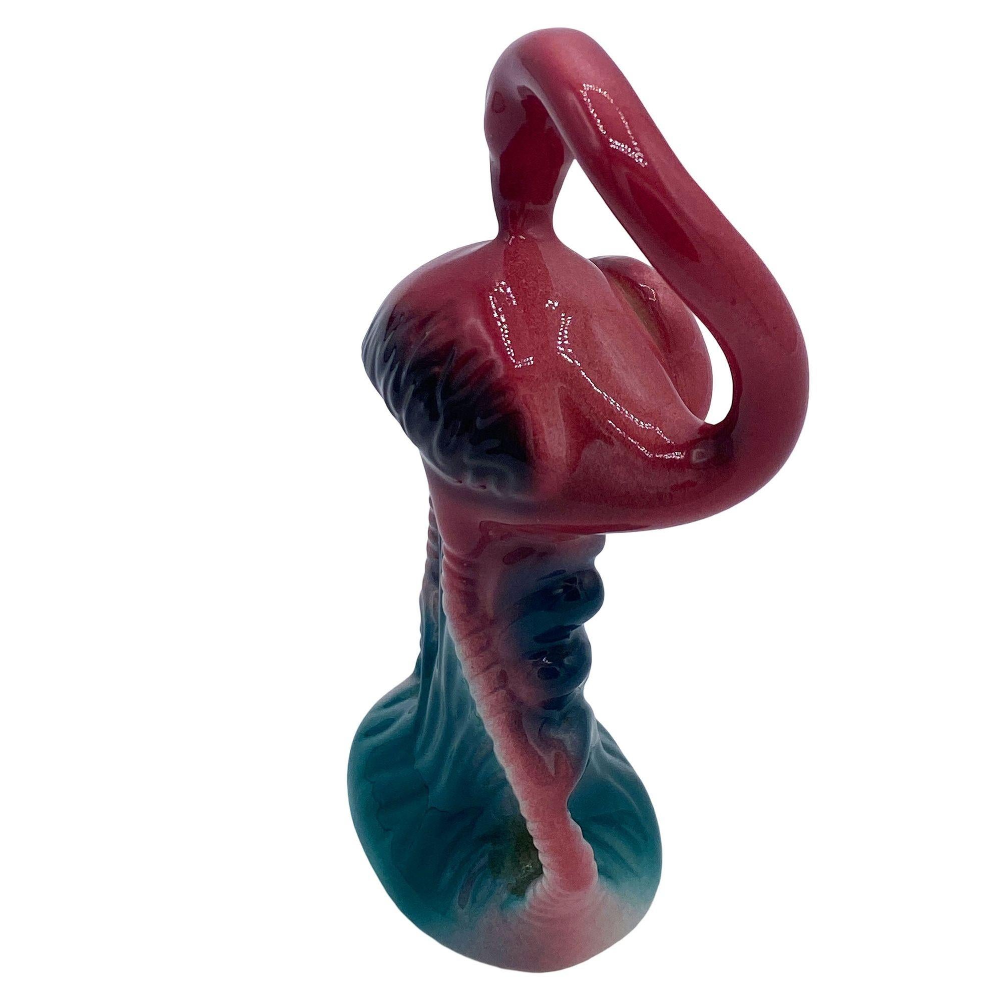Modern Tropical Pink Flamingo Ceramic Tabletop Salt & Pepper Shaker Set For Sale
