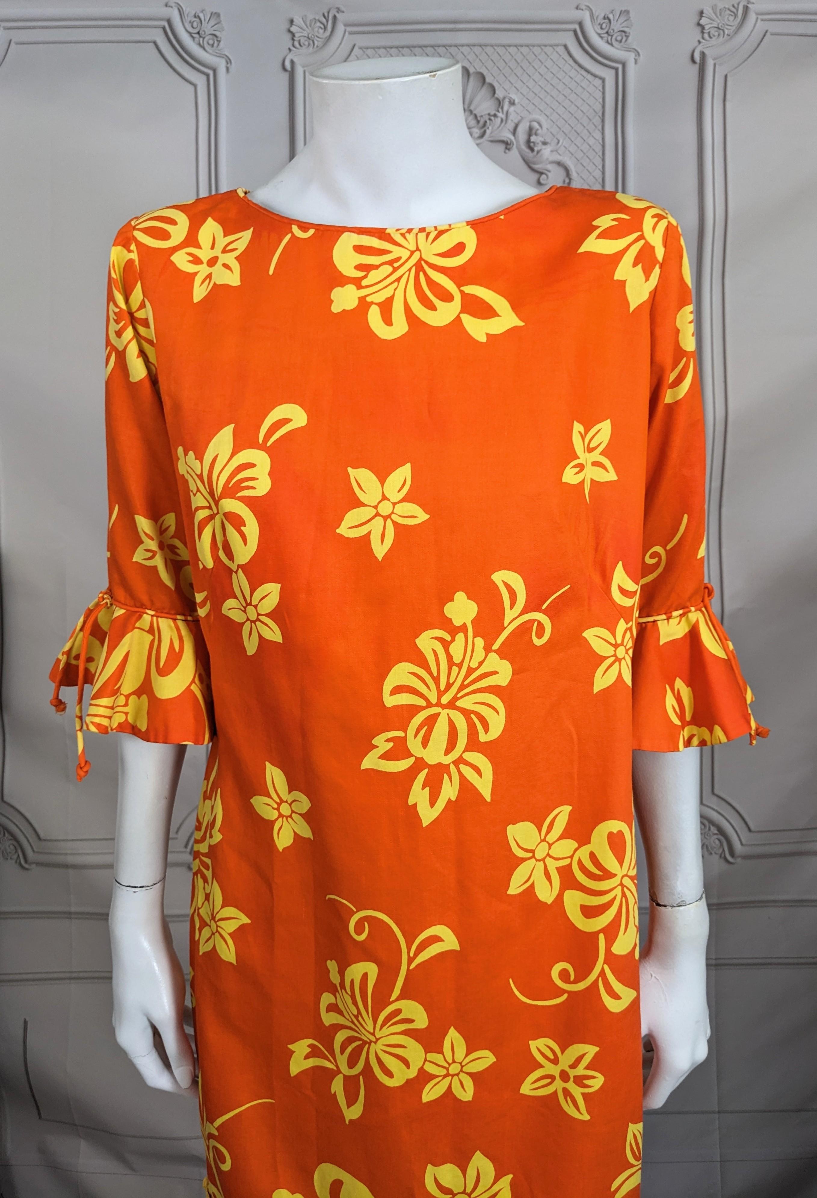 Tropical Print Mid Century Sheath In Good Condition For Sale In New York, NY