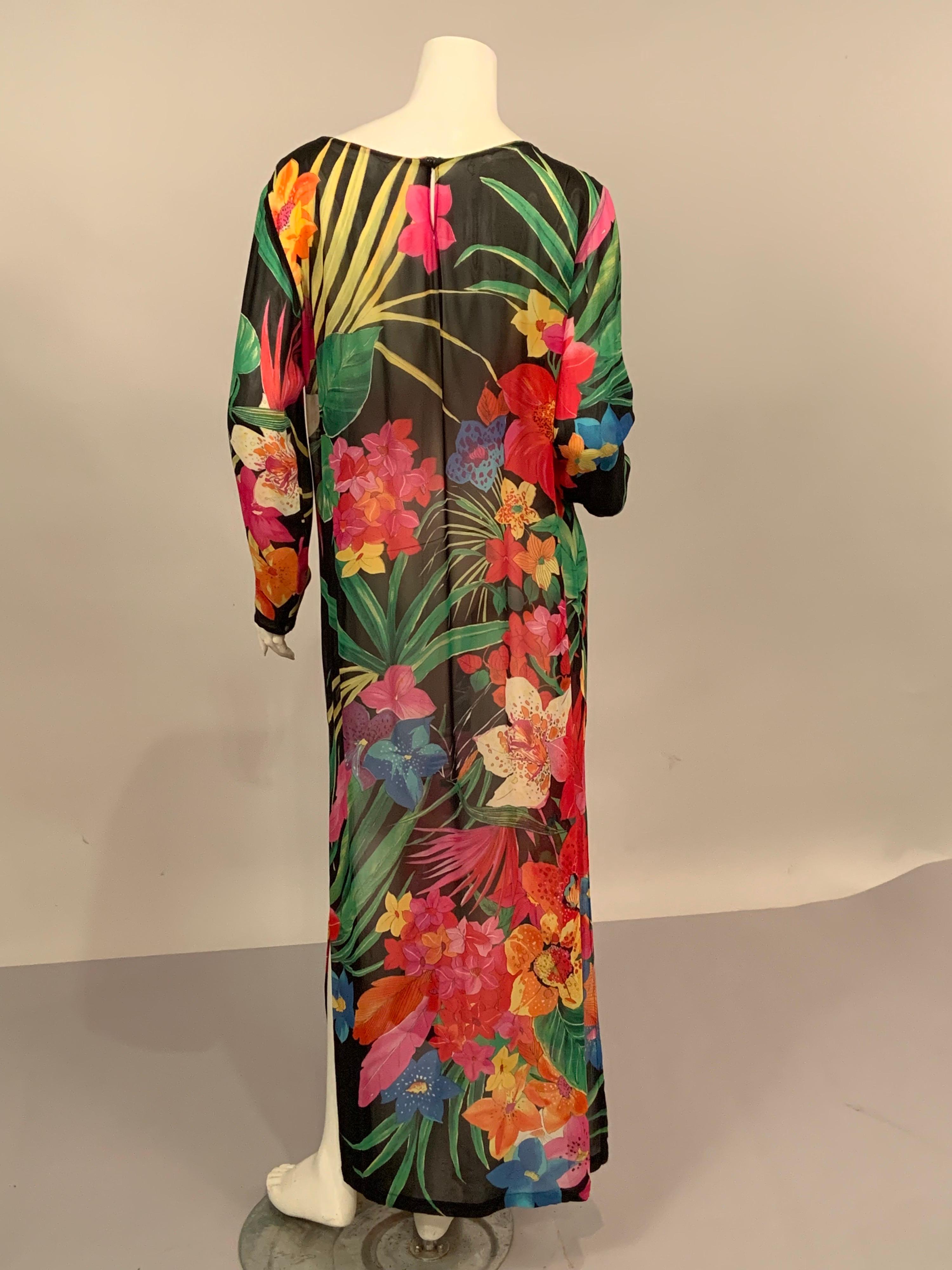 Women's Tropical Print Silk Georgette Dress or Caftan For Sale