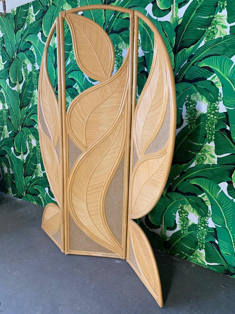 Tropical Rattan Room Divider Folding Screen at 1stDibs