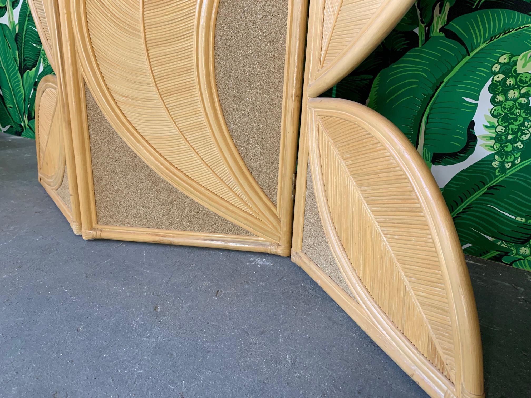 Late 20th Century Tropical Rattan Room Divider Folding Screen