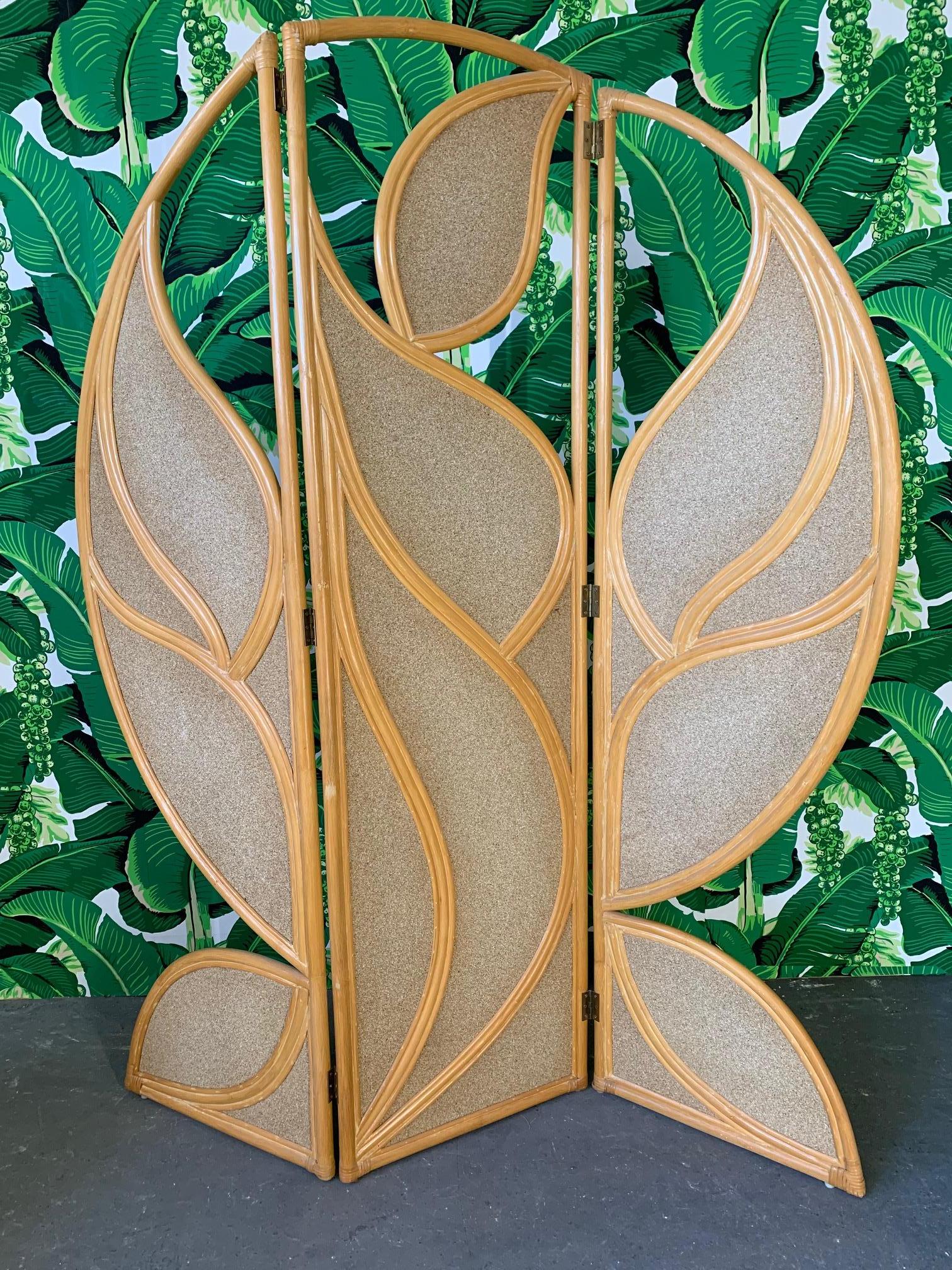 Tropical Rattan Room Divider Folding Screen 1