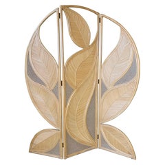 Retro Tropical Rattan Room Divider Folding Screen